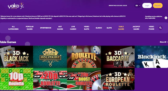 Yako Casinon etusivu