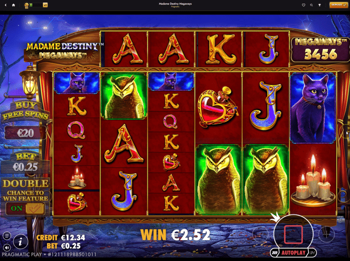 2,52 euron voitto Madame Destiny Megaways -slotista.