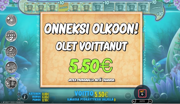 Bigger Bass Splash -pelin 5,50 euron voitto.