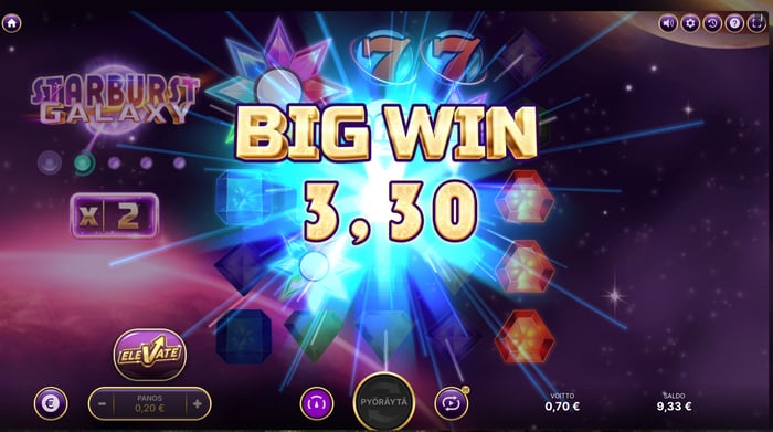3,30 euron voitto Starburst Galaxy -pelissä.