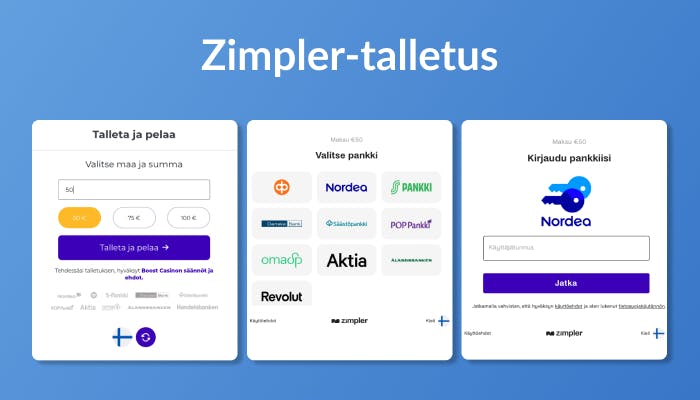 Kuvakaappauksia Zimpler-talletuksesta