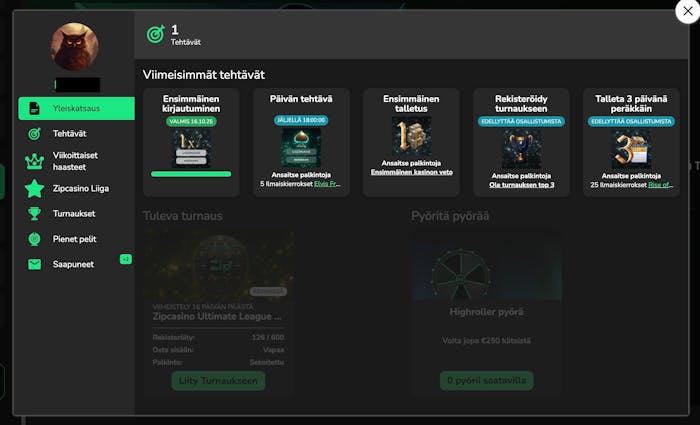Tehtävät Zipcasinolla