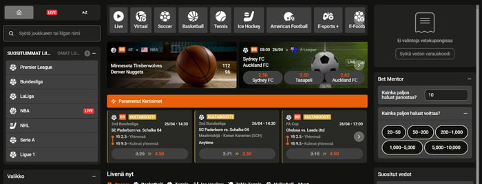 Zuluspins Casino vedonlyönti kattaa useita lajeja, ja Bet Mentor auttaa sopivan panoskoon löytämisessä.