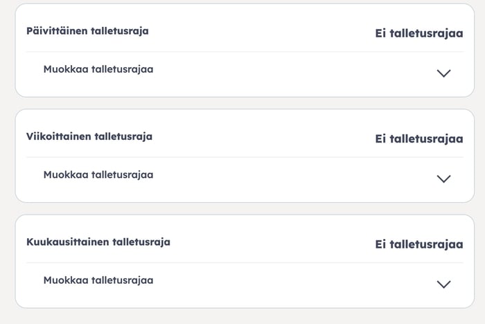 Talletusrajavaihtoehdot Oh Casinolla.
